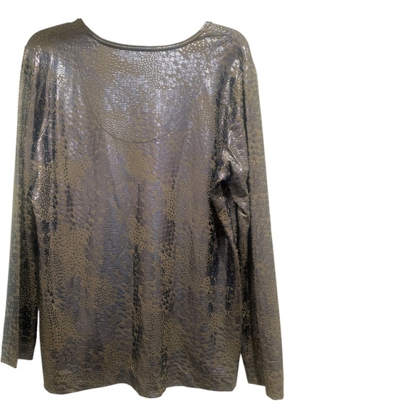 Chico's Touch of Cool Foil Houndstooth Long Sleeve Layer Top Basic Knit - Picture 4 of 7